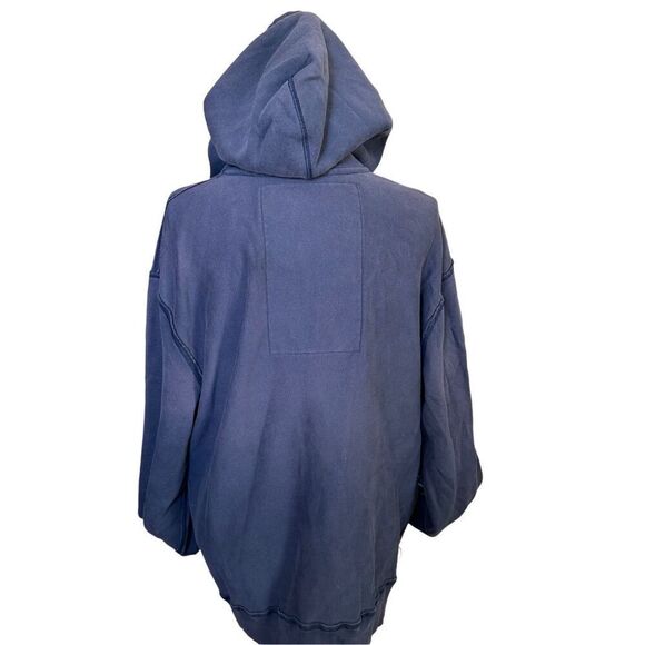 Abercrombie & Fitch Men's Navy Blue and White Distressed Full Zip Hoodie With Po - Picture 10 of 10